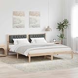 QJBSAVVA Bettgestell 160x200 Dunkelgrau Massivholz Kiefer mit Kopfteil Lattenrost Modernes Schlafzimmer Design Robust & Langlebig für Erwachsene und Jugendzimmer