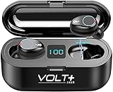 VOLT PLUS TECH Kabellose V5.3-Bluetooth-Ohrhörer, kompatibel mit Samsung Galaxy A53 5G LED-Display, Mikrofon 8D Bass, IPX7, wasserdicht/schweißfest (Schwarz)