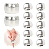 Serviettenringe Silberner,Elegante Metall Serviettenring für Hochzeitsfeier Abendessen Thanksgiving Jubiläum Tischdekoration Napkin Rings(12, Silber)