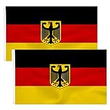 2pcs Deutschland Fahne mit adler 90 x 150 cm - Deutsche Flagge Polyester leuchtenden Farben mit Messing-Ösen Germany Flag…