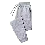 iOoppek Boyfriend Herren Hose Warme Kleine Fuß Schutz Hosen Frühling Und Herbst Lose Und Dicke Casual Sport Gerade Bein Lange Hosen Patchwork Hose Herren (Grey, XXXL)