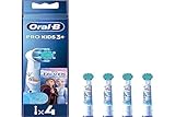 Oral-B Pro Kids Aufsteckbürsten für elektrische Zahnbürste mit Disney Frozen Charakteren, extra weiche Borsten, ab 3 Jahren, 4 Stück Zahnbürstenköpfe, Weiß