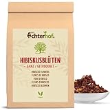 Hibiskusblüten ganz getrocknet 1000g | leicht säuerlich-fruchtiger Geschmack | essbare Hibiskus Blüte | süß-aromatischer Hibiskustee | ideal für Salate, Desserts, Kuchen, Joguhrts | vom Achterhof