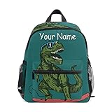 Individueller Kinderrucksack für Kleinkinder, personalisierter Rucksack mit Namen/Text, Skateboard-Dinosaurier-Kindergarten Vorschultasche für Mädchen und Jungen