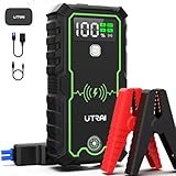 UTRAI Starthilfe Powerbank,3600A Spitzenstrom,27000mAh Auto Batterie Booster,Tragbare Starthilfe mit 10W Kabelloses Ladegerät,4-LED-Taschenlampen(alle Gas/8,5L Diesel)