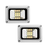IINCOOY 10W LED-Flutlicht, 12-24V DC Sicherheitslicht Wasserdicht IP65 Flutlicht 800Lm LED-Außenwandleuchte for Garten Hof Rasen(2Pack)