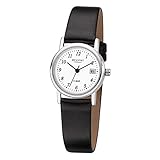 Regent Damen-Armbanduhr Elegant Analog Leder-Armband schwarz Quarz-Uhr Ziffernblatt weiß URF827