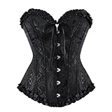 Ivy Shi Damen Vollbrust Corsage Korsett Top Gothic Vintage Corsagen Bustier Corsette- Gr. 32 (S), Schwarz