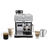 De'Longhi La Specialista Arte EC9155.MB Siebträgermaschine, Espressomaschine mit Mahlwerk, 8 Mahlgrade, 15 Bar, 3 Temperaturen, Milchschaumdüse, 1300 W, 1,5 l Tank, Edelstahl/Schwarz inkl. Barista-Kit