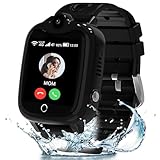 Smartwatch Kinder, 4G Kinder Smartwatch mit GPS und Telefon, Wasserdicht GPS Uhr Kinder mit Anruffunktion Videoanruf SOS IP68 Handy Spiel Voice Chat Wecker Schulmodus Jungen Mädchen Student Geschenk