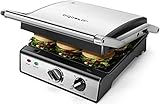 Aigostar Kontaktgrill XXL,Low Fat Grill, Sandwichmaker, Panini, Abnehmbare Platte,Einstellbare Temperatur, Timer,180° Öffnung, Edelstahl,Plattengröße 29 * 24 cm,Antihaftbeschichtung