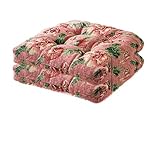 FUNCITTE 2er Set Retro-Stuhlkissen mit Bändern, Retro Gartenstuhlpolster,40x40x9cm, Bequeme Polsterauflage für Wohnzimmer, Büro, Terrasse (Farbe 5)