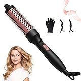 Bizcasa 3 In 1 Thermal Brush,32MM Warmluftbürste Salon One Step Haartrockner und Volumiser Heißluftbürste,Ionen Haartrockner Haarschäden Volumiser Lockenbürste Rundbürste,Doppelspannung