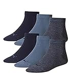 6 Paar Puma Quarter Socken, Kurz-Socken, Sportsocken,(mt) (43-46, blau-Töne-460)