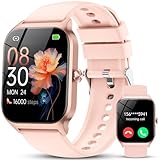 CASCHO Smartwatch Damen Herren, 1.85' HD Smart Watch, 115+ Modi, Fitness Tracker mit Bluetooth Telefonie, IP68 Wasserdicht Schrittzähler Uhr mit bis zu 30 Tage Standby für iOS und Android,Rosa Rose