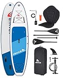 Abahub SUP Board aufblasbar,320x78x15cm Stand Up Paddling Board Set, Blau/Grün/Orange/Rot Standup Paddle Board mit verstellbarem Aluminiumpaddel,Kajak Sitz,für Kajakfahren, Kanufahren, Angeln