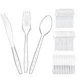 Plastikbesteck, 150 Stück Party Besteck Plastik, 50 Plastikmesser 50 Plastikgabeln 50 Löffel, Party Besteck Wiederverwendbar für Familie Partys Geburtstagsfeiern Hochzeiten