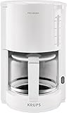 Krups Filterkaffeemaschine ProAroma, Glaskanne, Warmhaltefunktion, Automatische Abschaltung, 10 Tassen, 1.050 W, Weiß, F30901
