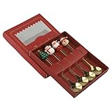 Weihnachts-Teelöffel-Set aus Edelstahl mit Weihnachtsbaum- und Schneemann-Muster, 4-teiliges Set, 16,5 cm