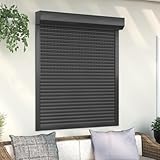 IKAYAA Rolladenpanzer Aluminium 110 x 130 cm Behang Rolladen Rollladen Aluminium Verdunklungsrollo Fensterrollo Rollo Seitenzugrollo Vorbaurollladen Klemmrollo für Fenster Anthrazit