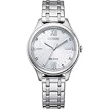 Citizen Damen Analog Eco-Drive Uhr mit Edelstahl Armband EM0500-73A, Silber
