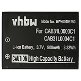 vhbw Akku kompatibel mit Alcatel One Touch A382G, OT-155, OT-22.00, OT-22.00D, OT-282, OT-282X, OT-3040 Handy Smartphone Telefon (900mAh, Li-Ion)