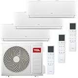 TCL Multisplit Klimaanlage Wandgerät 3 x 3,4 kW 12000 BTU + 32000 BTU Außeneinheit App + Fernbedienung für Räume bis zu je 45m²
