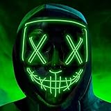 Costumed Halloween Maske Purge LED grün - Kostümmaske steuerbar für Halloween, Fasching & Karneval als Kostüm & Verleidung für Herren & Damen (Farbauswahl) (grün)