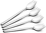 YFWOOD Sporks, 4 Stück 18/10 Edelstahl Sporks, Lang 18.8 cm Salatlöffel, Fruchtdessert Gebratene Reisnudelgabeln, Multifunktion Löffel und Gabel für Camping zu Hause oder auf Reisen