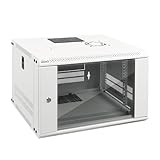 Tecmojo 6U 450 mm tiefes Serverschrank, IT-Netzwerk-Rack-Gehäuse, abschließbare Tür und Seitenwände, weiß, Standard-Glastür, für 19-Zoll-IT-Geräte, A/V-Geräte, weiß, flach verpackt