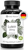 Only Nature® Lutein 20mg (mit 4 mg Zeaxanthin) - 120 Kapseln - Extra hochdosiert - in Deutschland produziert & laborgeprüfte Augenkapseln - 100% Vegan - Lutein hochdosiert