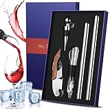 GGUA 5-in-1 Weinkühlstab Set, weinkühler stab mit 2 Edelstahl-Flaschenkühlern, Ausgießer, Weinstopper und Korkenzieher, geeignet für jede Flaschengröße -Geschenke für Frauen, Männer und Weinliebhaber