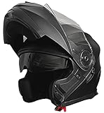 Klapphelm Integralhelm Helm Motorradhelm RALLOX 910 schwarz/matt mit Sonnenblende (XS, S, M, L, XL) Größe M