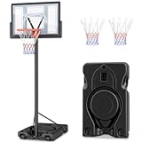 Yohood Basketballkorb, Korbhöhe von 135 bis 305 cm, Basketballständer mit 111x72cm Rückwand, Basketball Korb für Kinder Jugendliche Erwachsene im Hinterhof/Auffahrt/Innenbereich, Schwarz