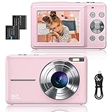 Digitalkamera 1080P FHD Fotokamera 44MP Fotoapparat 16X Digitalzoom Einfache Kompaktkameras Tragbare Digital Kamera für Kinder Teenager Studenten Senioren Anfänger (Rosa)