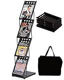 WERTIUNG Broschüre Magazin Katalog Literatur Display, Literatur Katalog Rack mit Tragetasche, faltbare Magazin Stand für Büro Einzelhandelsgeschäft und Ausstellung Messe, 4 Taschen (schwarz)