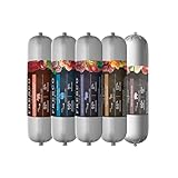 FRESCO Dog Barf Hundewurst schnittfest PROBIERPAKET I 5 x 400g | Lamm, Wild, Rind, Pute, Ibérico | Getreidefrei & hoher Fleischanteil über 86% | Nassfutter für Hunde | Aus Deutschland