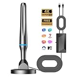 TV-Antenne für den Innenbereich, DVB-T-Antenne für Smart-TV, tragbare TV-Antenne mit Verstärker und Magnetfuß, 80 KM+ Fernempfang, kompatibel mit 1080P DVB-T2 DVB-T TDT