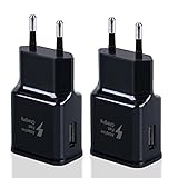 2er Pack USB Ladegerät Stecker, Adaptives Schnellladegerät Netzteil Adapter für Samsung S21 S20 S10 S6 S7 S8 S9/Edge/Plus/Active, Note 8/9, Note10 20 und andere Smartphones/Geräte, Schnellladung