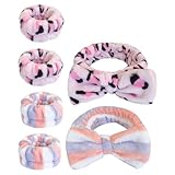 Beaupretty 2 Sätze Leopard Stirnband Armband Armbänder Zum Waschen Des Gesichts Braue Handgelenkbandagen Wimpern-kit Wischt Gesichtsdampfer Gesichts- Pflege Entferner Bausatz Stoff