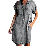 DURINM Damen Kleid Lässig Sommerkleid Jeansrock Hohe Taille...