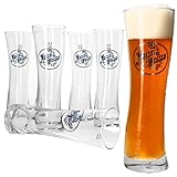 Van Well 6er Set Maisel's Weisse Weißbiergläser I 0,5 Liter geeicht I 6 Personen I Hefe-Weizenbierglas mit Logo I Bierglas klar & geschwungen I Weizenglas I Beer Glass