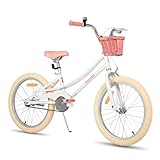 JOYSTAR 20 Zoll Kinderfahrrad für Kleinkinder 6-9 Jahre Mädchen, Mädchenfahrrad mit Fahrradständer & Korb,weiß…