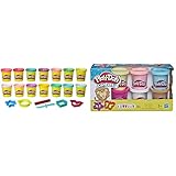 Play-Doh B6380F02 Knete für Prinzessinnen, mit sechs Glitzerfarben und sechs Knetwerkzeuge & B3423EU6 Konfettiknete, für fantasievolles und kreatives Spielen