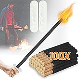 Ansobea 100 Stück Wachsfackel, 42cm Fackel mit 45 Minuten Brenndauer mit Handschutz, Fackeln für draußen, Lagerfeuer, Outdoor