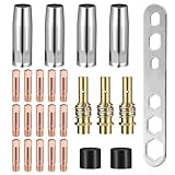 MIG-Schweißverbrauchsmaterialien-Set, Kupfer-Power-Düsen, M6, 0,8 mm, Gasdüsengriffe, Isolatoren, Schraubenschlüssel für 15AK MB15 Schutzgas-Schweißgerät, Zubehör, professionelle Schweißausrüstung, 25