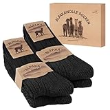 SukModen 4 Paar Alpaka Socken Herren Damen, Warme Wollsocken, Flauschige Thermosocken, Dicke Strick Wintersocken Schwarz M