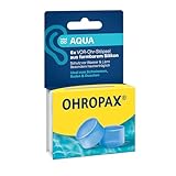OHROPAX Aqua Ohrstöpsel – Schutz vor Wasser im Ohr beim Schwimmen, Baden oder Duschen – VOR-Ohr-Stöpsel aus formbarem Silikon – für alle Ohren geeignet – Schalldämmwert SNR 23 dB – 6 Stück