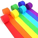 Towviy Krepppapier Bunt，7er Set Regenbogen Krepppapier Band 4.5cm x 25m Party Kreppbänder DIY Papier Streamer für Hochzeit Party Feier Dekoration