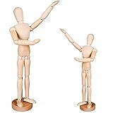 Gliederpuppe Modellpuppe, 2 Stücke Holz Menschlichen Mannequins Verstellbare Gliederpuppen aus Holz für Skizzieren, Comic-Erstellung, Möbeldekoration, Kunstdekoration Verwendet(16cm/22cm)